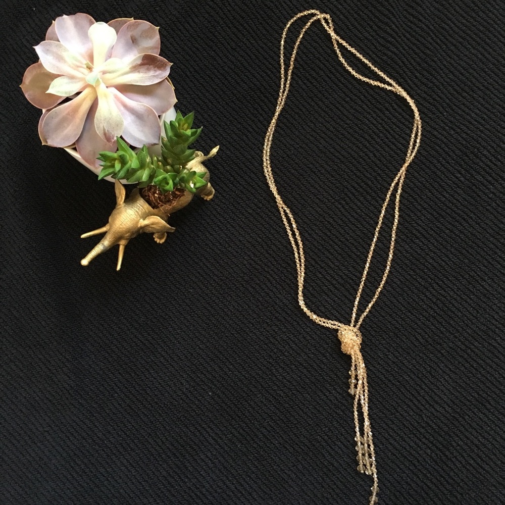 urban outfitters knotted gold bead lariat necklace